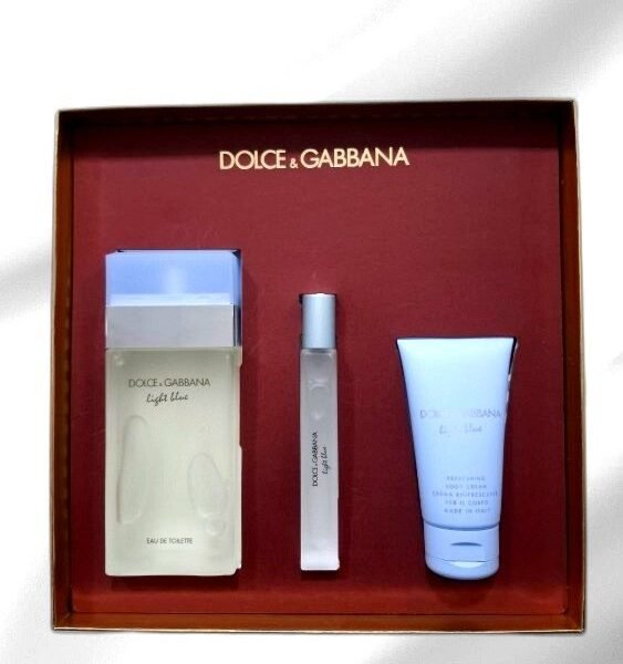 DOLCE AND GABBANA LIGHT BLUE EDT 100ML EDT 10ML REFRESHING BODY CREAM 50ML