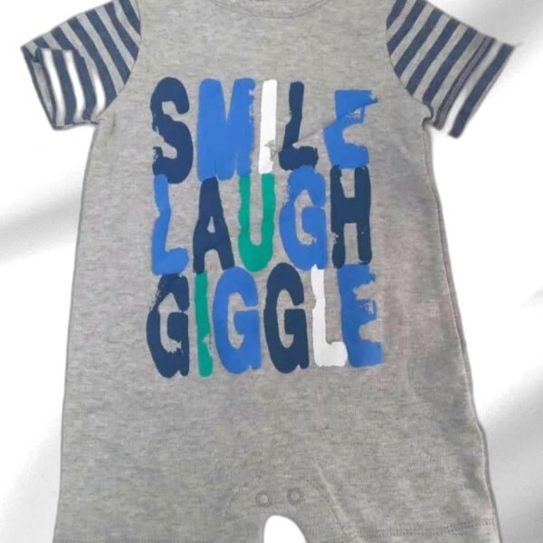 Grey Stripe Shirt Romper