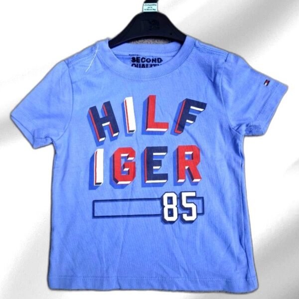 TOMMY HILFIGER ROUND NECK BLUE PRINTED T SHIRT