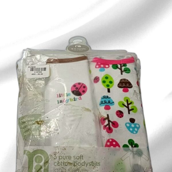 MOTHERCARE 3 PURE SOFT COTTON BODYSUITS LONG SLEEVE