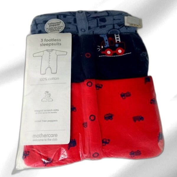 MOTHERCARE 3 SLEEPSUITS PRINTED