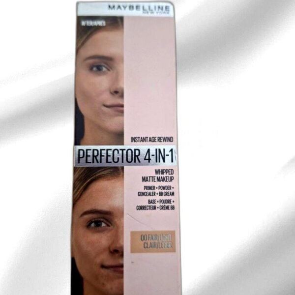 MAYBELLINENEW YORK INSTANTAGE REWINDPERFECTOR 4-IN1WHIPPEDMATTE MAKEUPFAIR/LIGHTCLAIR/LÉGER30 MI/1 FL. 0Z