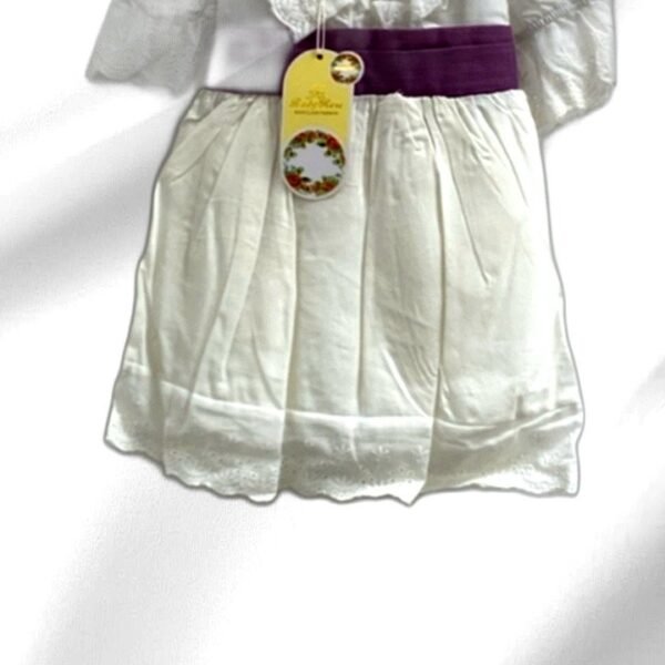 White Dress with Purple Trim