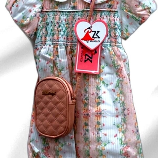Floral Kids Dress with Purse